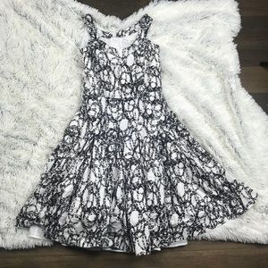 Calvin Klein white and black abstract print dress